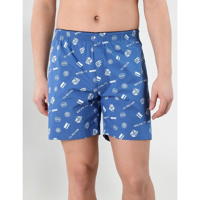U.S. POLO ASSN. Dual Pocket All Over Print EX002 Boxers Blue (L)
