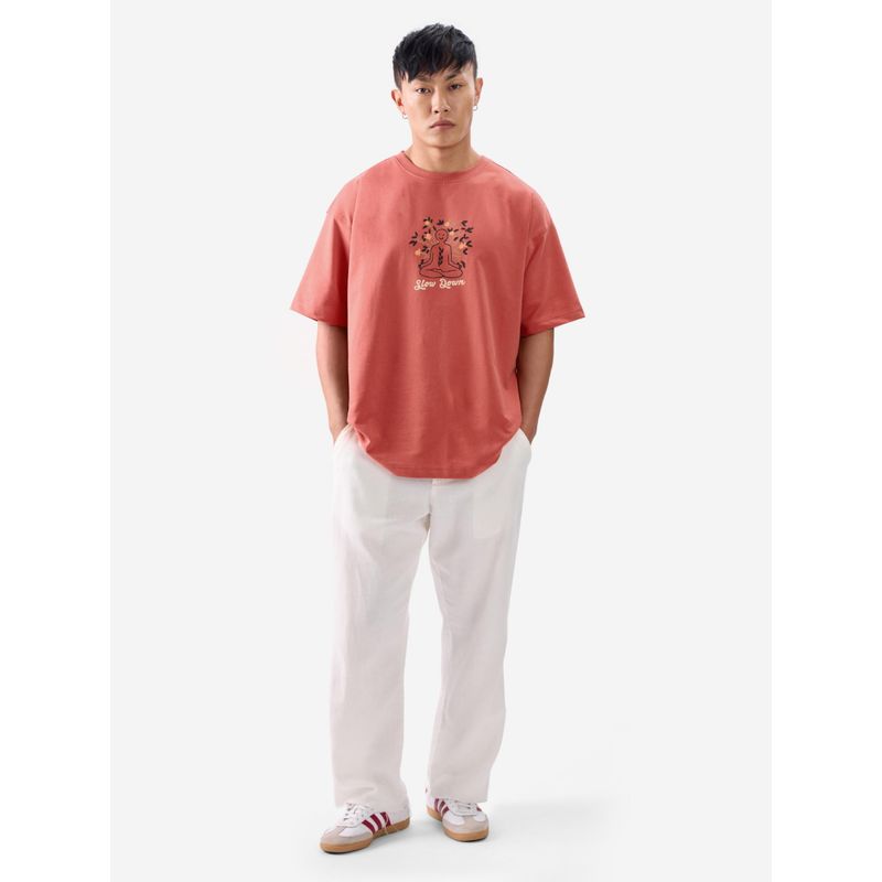 The Souled Store Official Tss Originals Slow Down Oversized Orange T-Shirt (2XL)