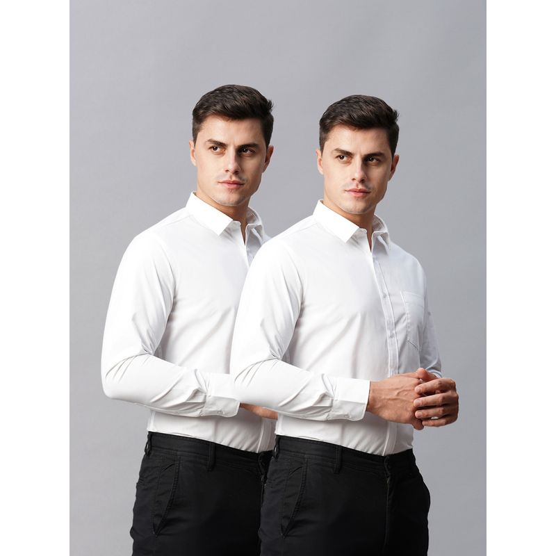 KINGDOM OF WHITE Pristine Regular Fit White Shirt (Pack of 2) (42)
