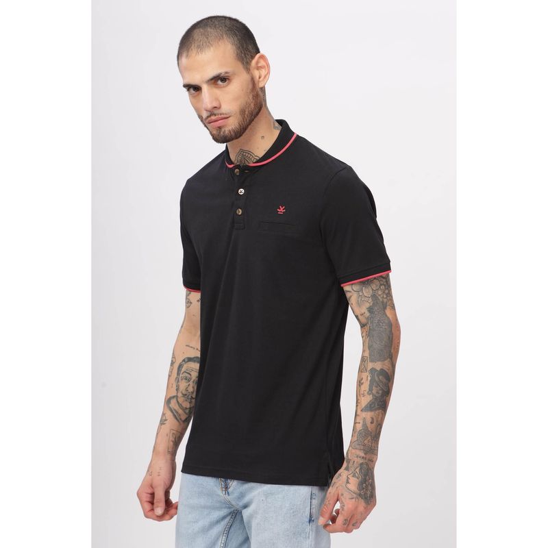 WROGN Solid Lines Black Polo T-Shirt (S)