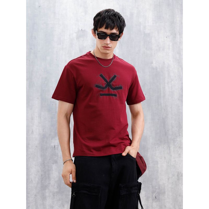 WROGN Men’s Logo Appliqued Maroon T-Shirt (L)