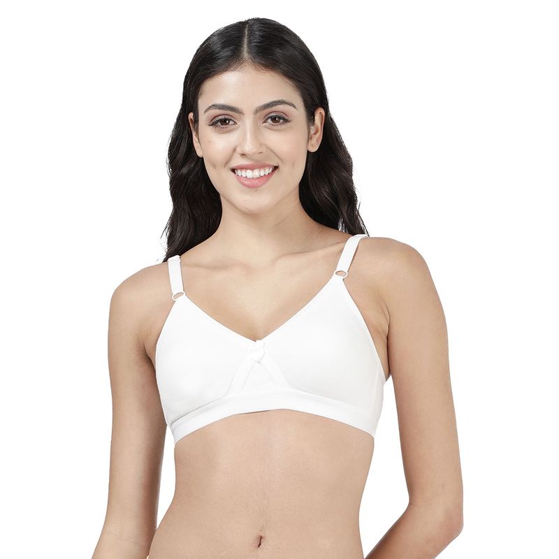 Shyaway Women White Wirefree Full Coverage Moulded Cotton Bra (32C)