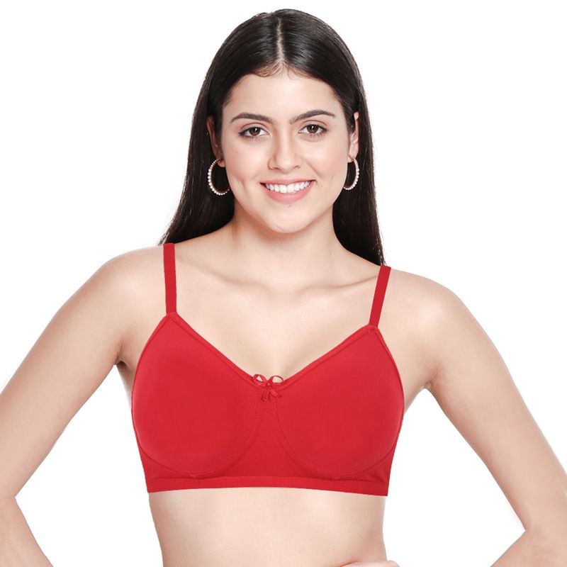 Shyaway Women Fiery Red Non Padded Wirefree Full Coverage Everyday Bra (32C)