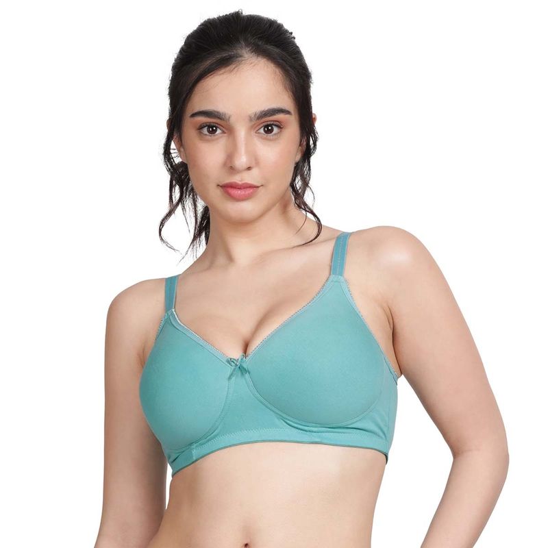 Shyaway Women Dusty Turquoise Scallop Neckline Padded Bra (32C)