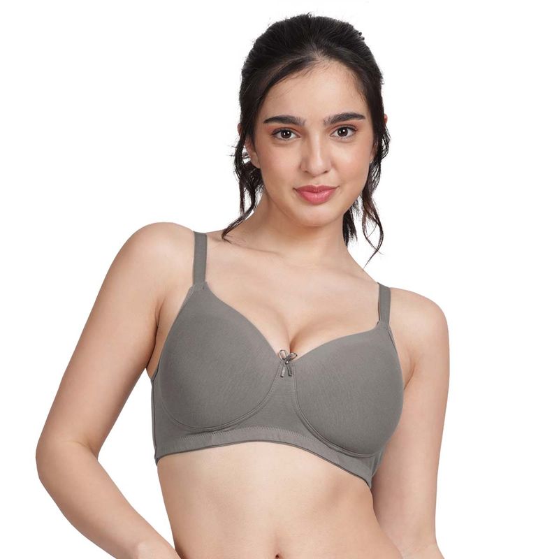 Shyaway Women Stormfront Grey Solid Cotton Padded Everyday Bra (34C)
