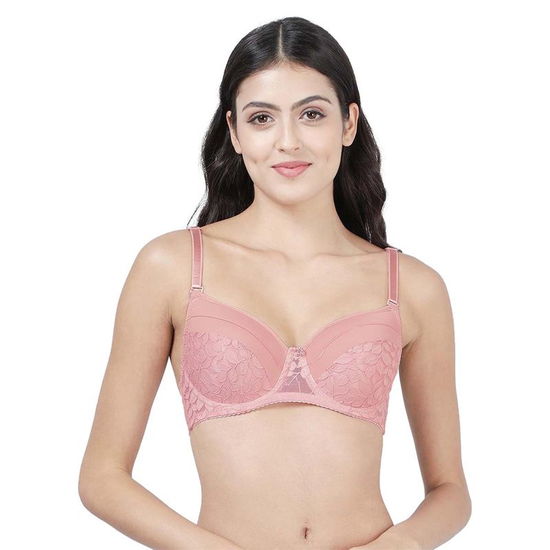Buy Susie by SHYAWAY Women's Full Coverage Underwired Lace Padded Bra-  Pink-(32B) at