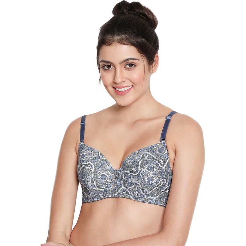 Shyaway Women Azurine Blue Paisley Printed Padded Wired Bra (32D)