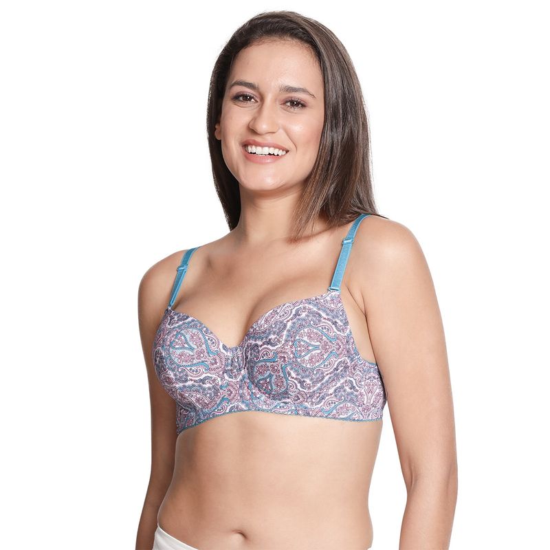 Shyaway Women Blue Radiance Paisley Printed Padded Wired Bra (32C)