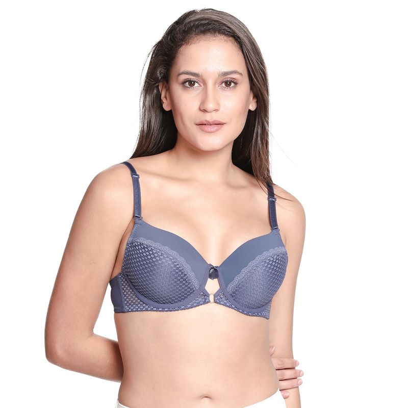 Shyaway Women Jacaranda Blue Padded Wired Designer Lace Bra (32C)