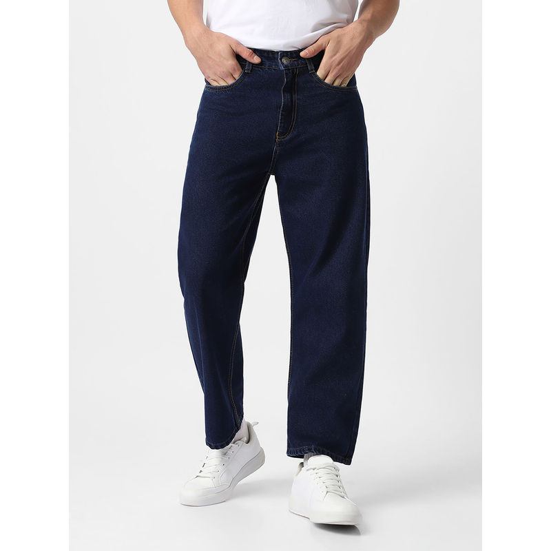 Urbano Fashion Mens Dark Blue Loose Fit Washed Jeans Non-Stretchable (38)