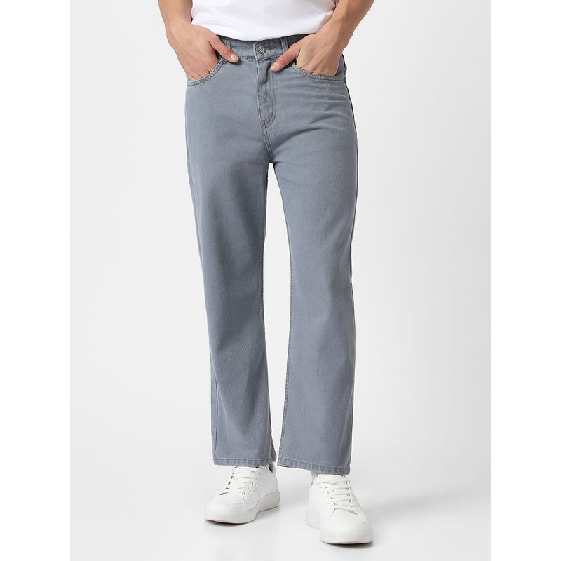 Urbano Fashion Mens Light Grey Loose Fit Washed Jeans Non-Stretchable (34)