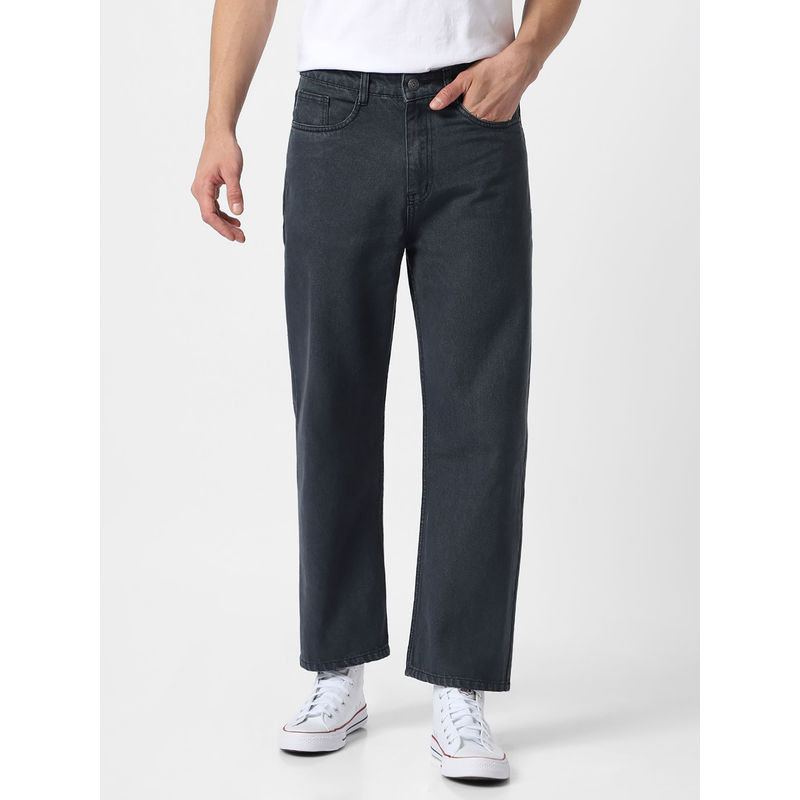 Urbano Fashion Mens Grey Loose Fit Washed Jeans Non-Stretchable (38)