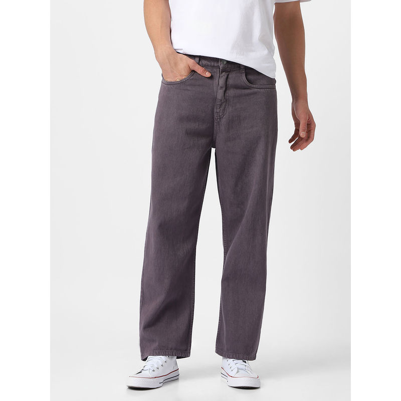 Urbano Fashion Mens Purple Loose Fit Washed Jeans Non-Stretchable (36)