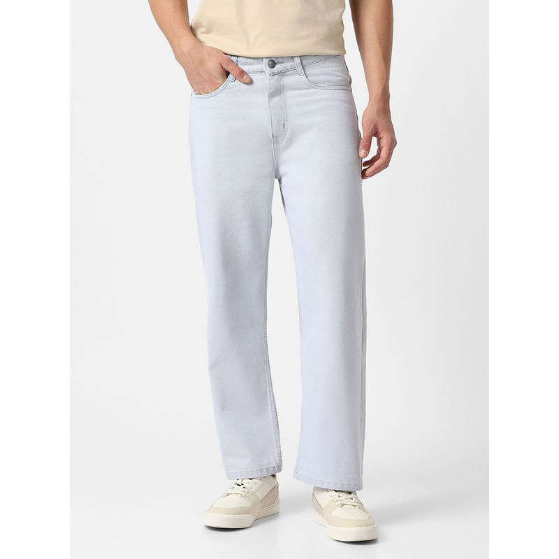 Urbano Fashion Mens Light Blue Loose Fit Washed Jeans Non-Stretchable (30)