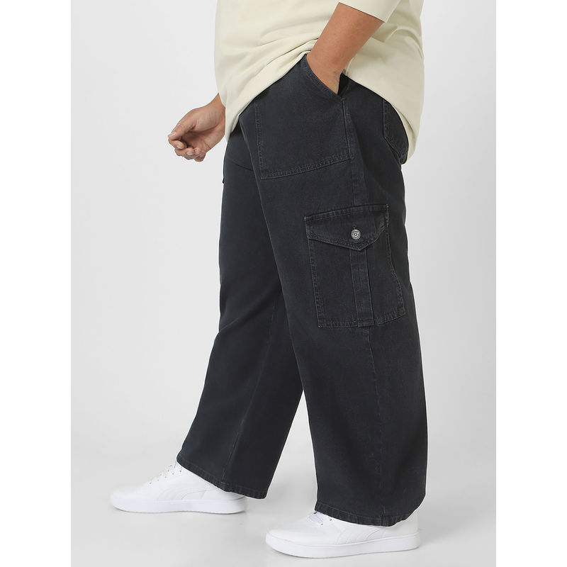 Urbano Plus Mens Dark Grey Loose Fit Cargo Jeans (36)