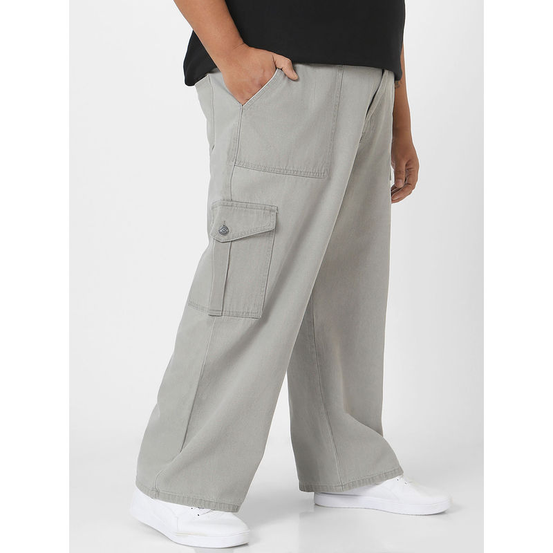 Urbano Plus Mens Ice Grey Loose Fit Cargo Jeans (36)