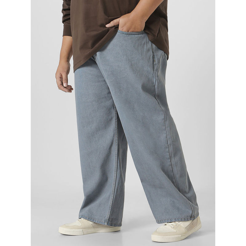 Urbano Plus Mens Light Grey Loose Fit Washed Jeans (44)