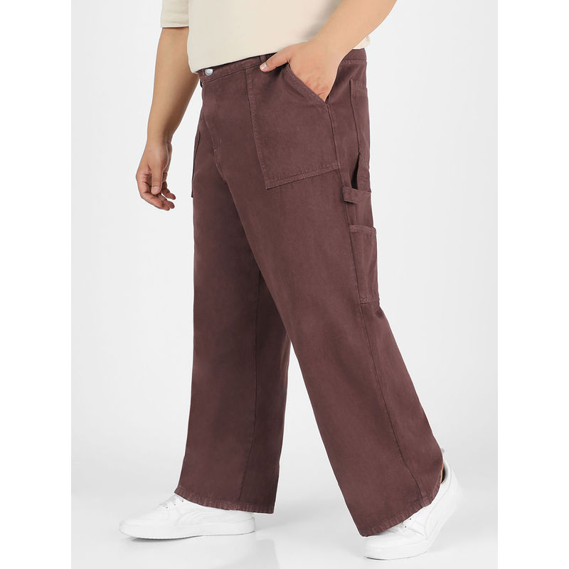 Urbano Plus Mens Dark Brown Loose Fit Cargo Carpenter Jeans With 6 Pockets Non-Stretchable (38)