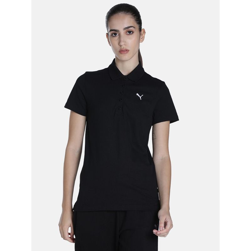 Puma Ess Womens Black Polo T-Shirt (L)