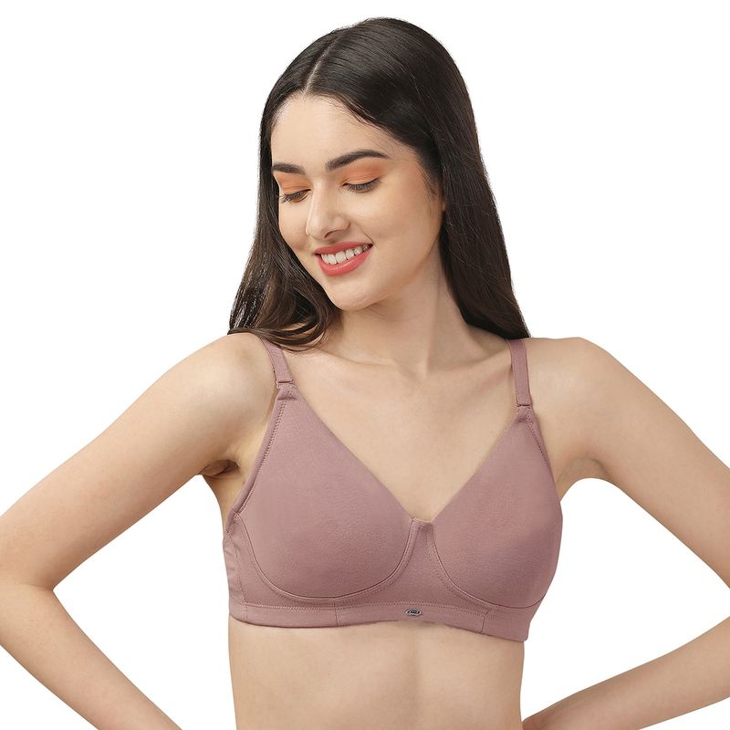SOIE Non Padded Non-Wired Full Coverage Stretch Cotton T-shirt Bra-DarkSkin (38B)