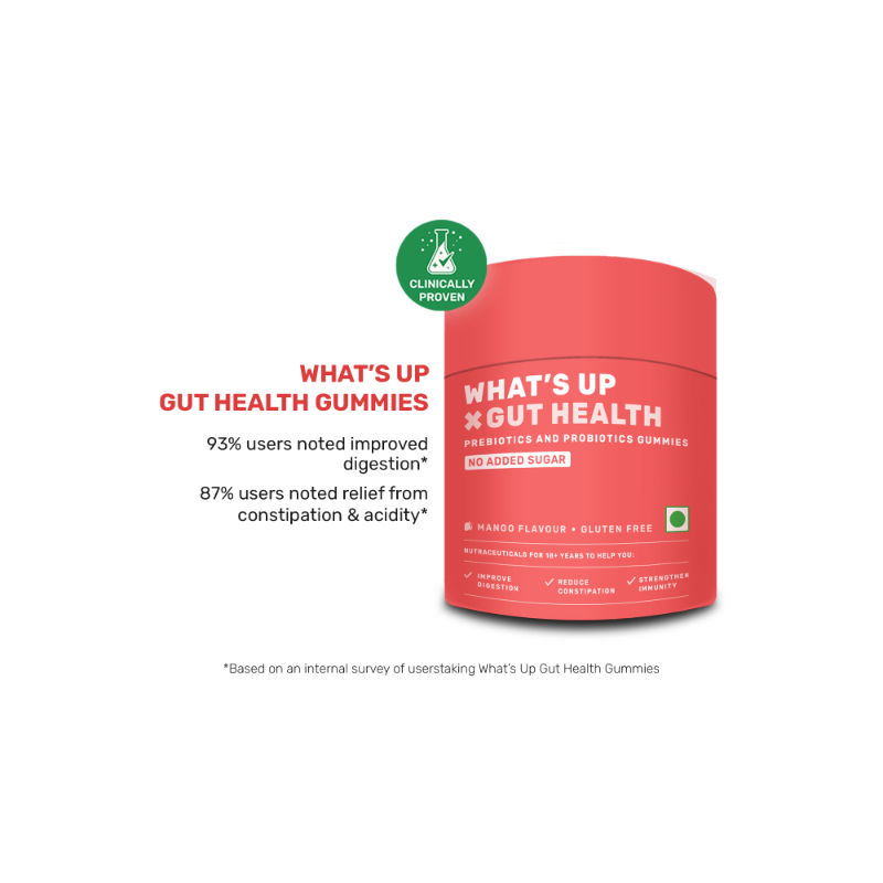 What's Up Wellness Gut Health Gummies with Pre & Probiotic Patented Strain & No Added Sugar