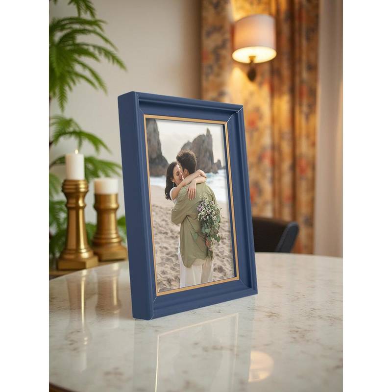 Golden Peacock 5x7 Inch Navy Gold Photo Frame
