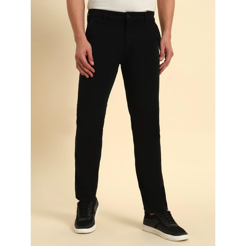 Cantabil Men Black Solid Non Plated Regular Fit Casual Trouser (30)