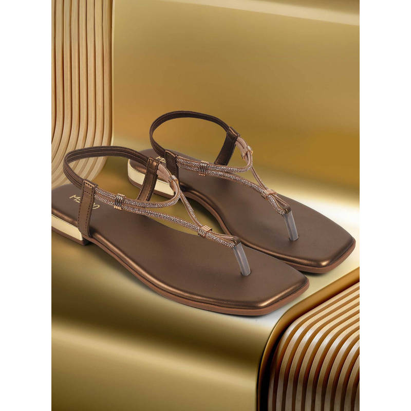 Metro Womens Antique Gold Back Strap Closure Casual Sandals Heels (EURO 37)