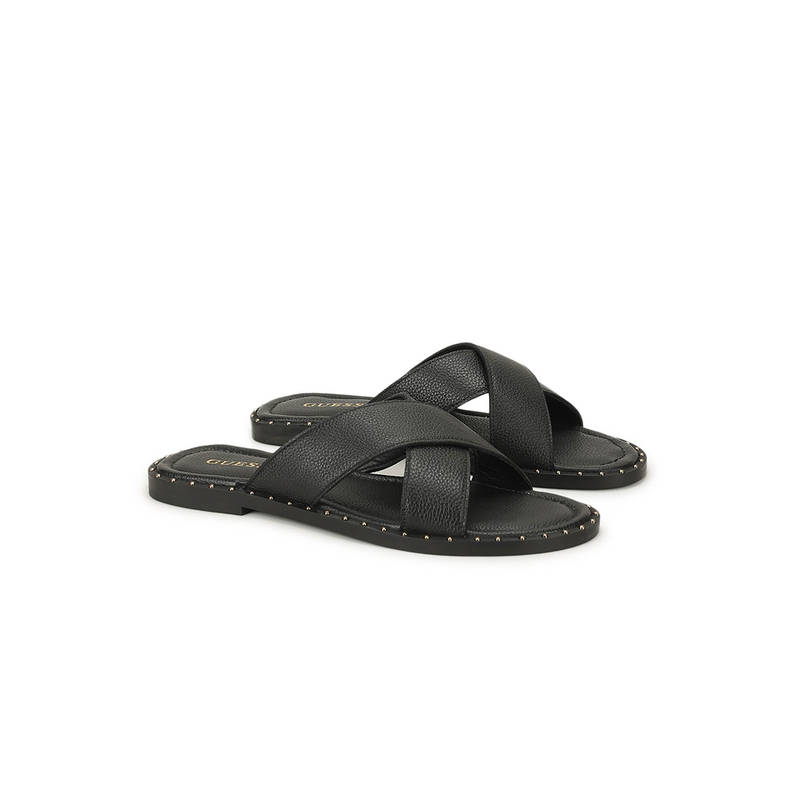 Guess Women Black Solid Slip-on Flats (UK 4)