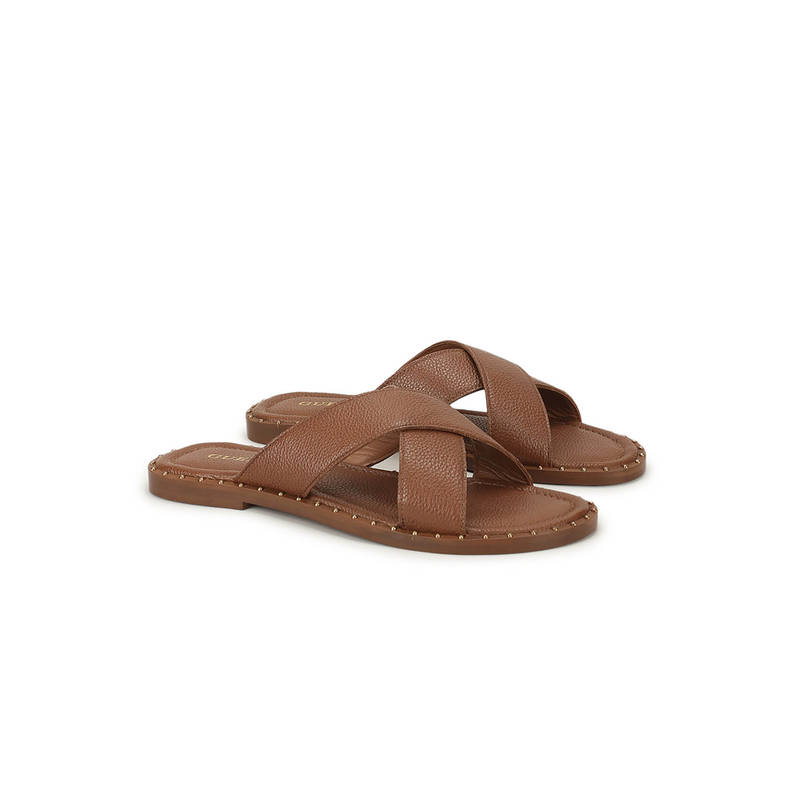 Guess Women Brown Solid Slip-on Flats (UK 4)