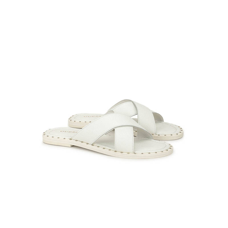 Guess Women White Solid Slip-on Flats (UK 4)