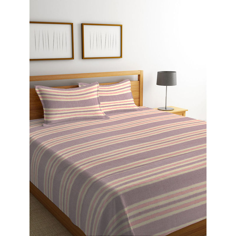 Buy Klotthe Unisex Multicolor Woven Design Double Bed Cover with 2