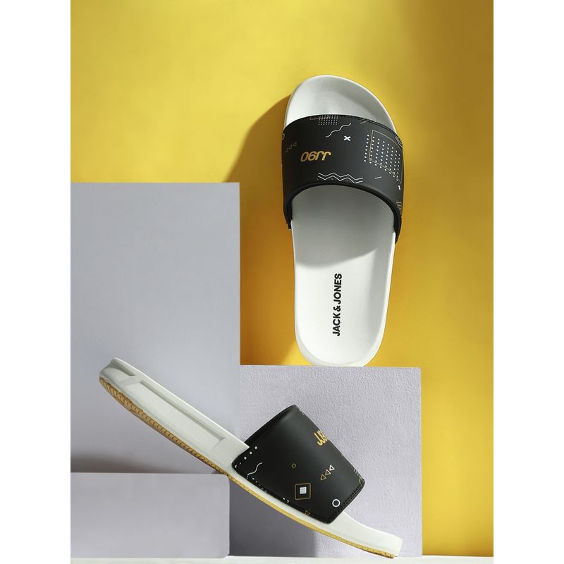 Jack & Jones White Doodle Print Sliders (EURO 45)