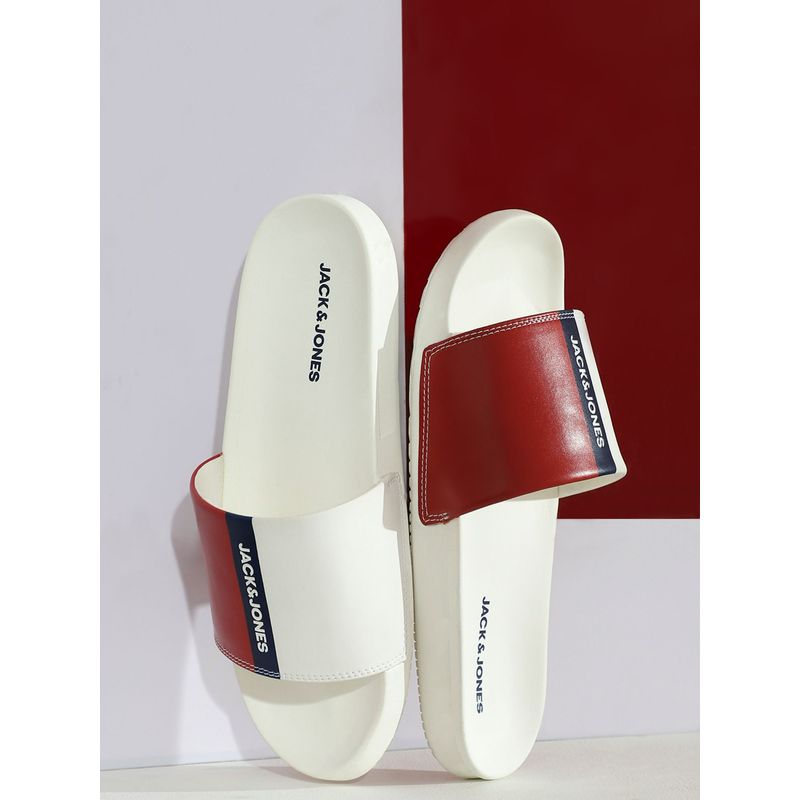 Jack & Jones White Colourblocked Sliders (EURO 41)