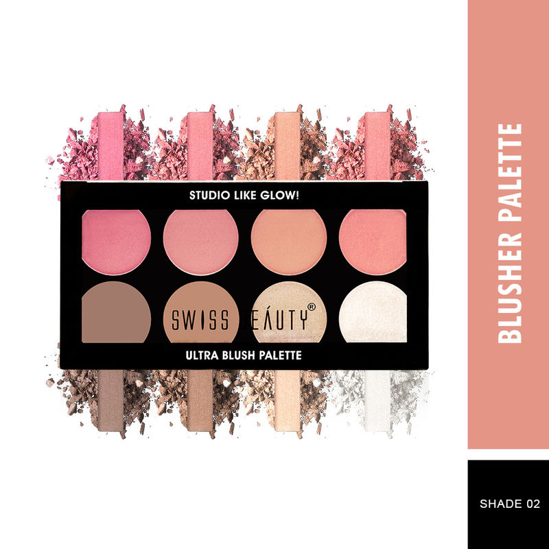 Swiss Beauty Highly Pigmented 8 -in-1 Ultra Blush Palette With Matte & Shimmer - 02