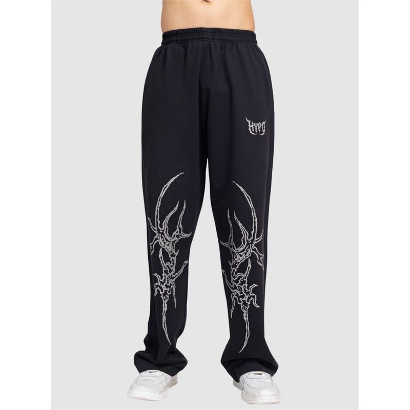 HYPD Charcoal Grunge Straight Fit Full Print Gym Workout and Sports Track Pant (XS)
