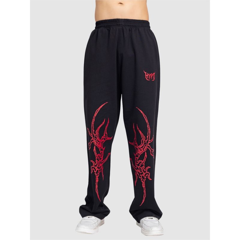 HYPD Black Grunge Straight Fit Full Print Gym Workout and Sports Track Pant (XS)
