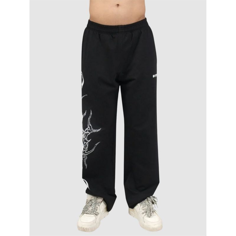 HYPD Black Grunge Beat The Odds Printed Straight Fit Gym Workout and Sports Track Pant (XS)