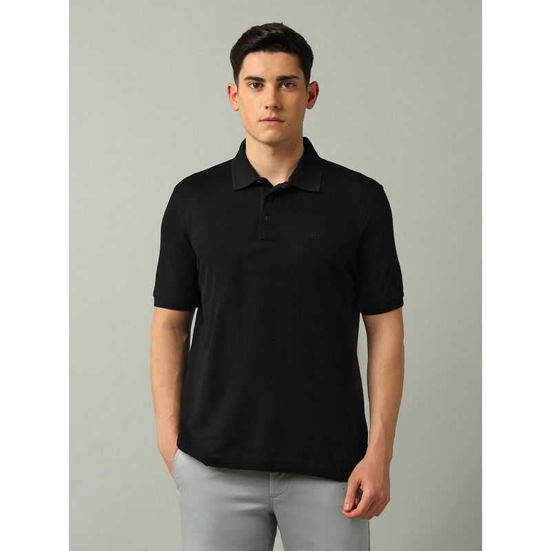 Arrow Men Solid Black Half Sleeves Collar Neck Polo T-Shirt (M)