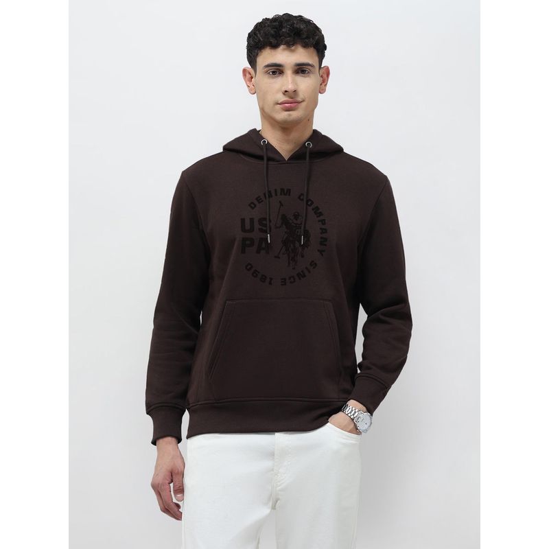 U.S. Polo Assn. Denim Co. Men Brown Printed Hoodie (M)