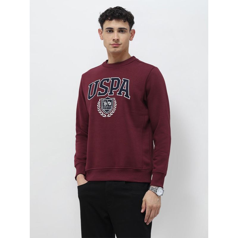 U.S. Polo Assn. Denim Co. Men Maroon EmbroideMaroon Sweatshirt (S)
