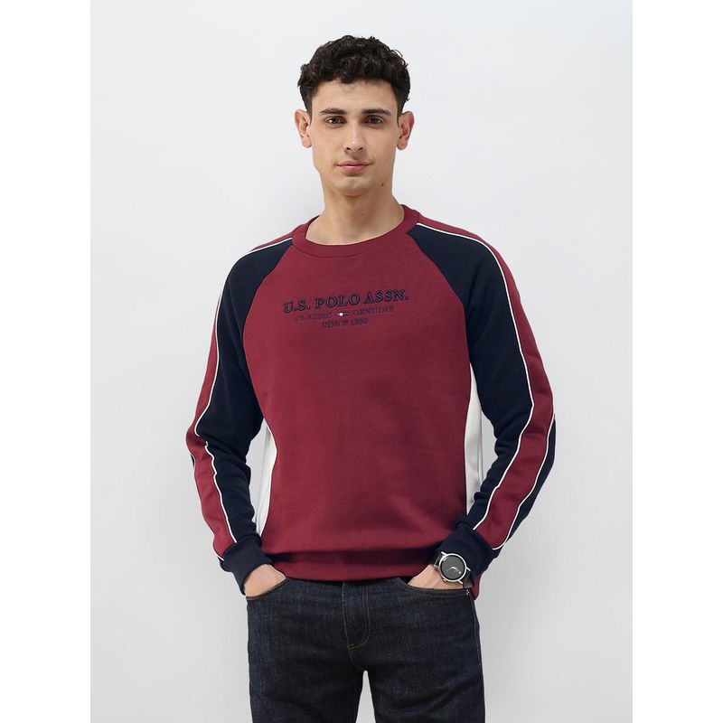 U.S. POLO ASSN. Men Red Colorblock Sweatshirt (2XL)