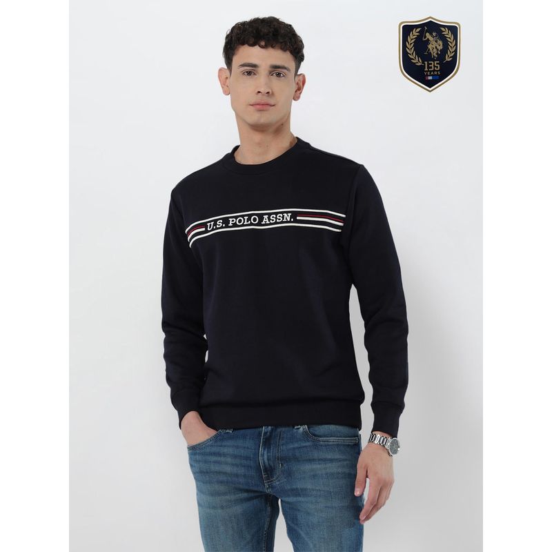 U.S. POLO ASSN. Men Blue Solid Sweatshirt (2XL)