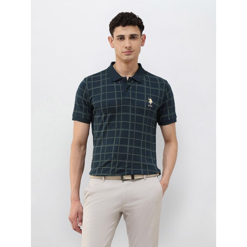U.S. POLO ASSN. Men Blue Checks Polo T-Shirt (2XL)