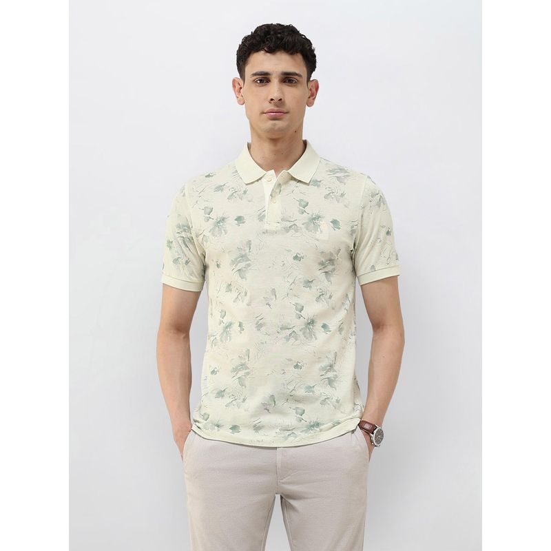 U.S. POLO ASSN. Men Green Floral Polo T-Shirt (S)