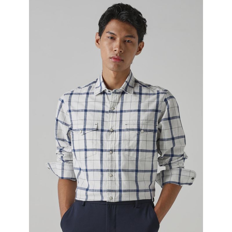 Mufti White Checks Men Shirt (4XL)