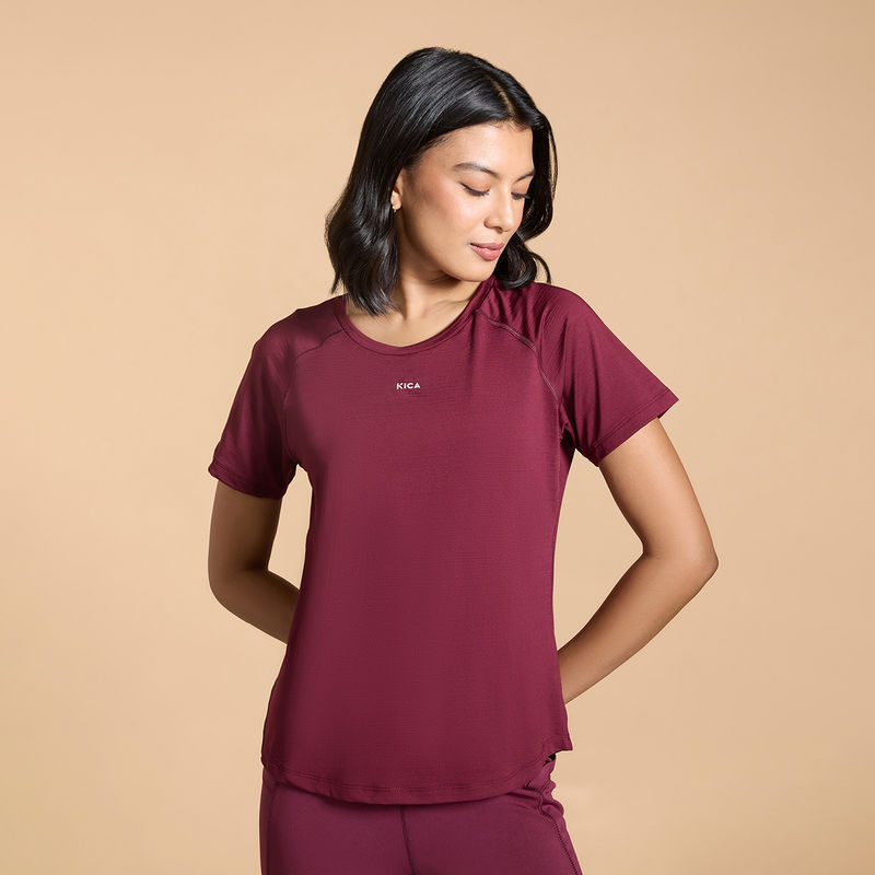 Kica Regular Fit Basic Half Sleeves Top In A Stretchable, Fast-Drying Fabric (L)