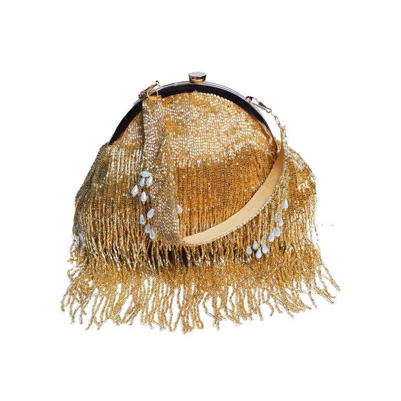 SWISNI Gold Raw Silk Clutches SWIS14 Buy SWISNI Gold Raw Silk