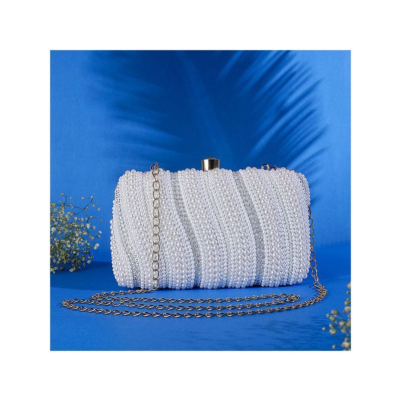 SWISNI White Raw Silk Clutches SWIS546 Buy SWISNI White Raw Silk