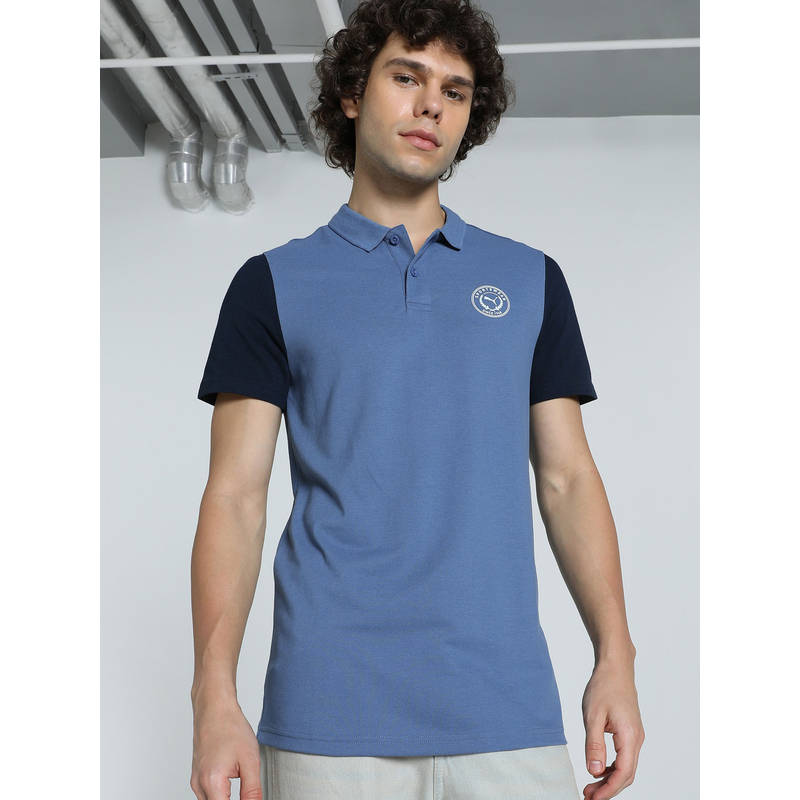 Puma ESS Contrast Sleeve Men Blue Polo T-Shirt (L)